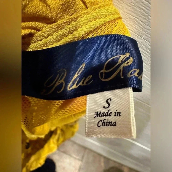 Blue Rain Mustard Embroidered Dress- Size Small - Picture 7 of 7